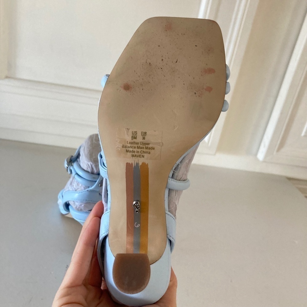 NWOT Sam Edelman Free People Maven Blue Leather Strappy Heels Sz 6 - Picture 6 of 7